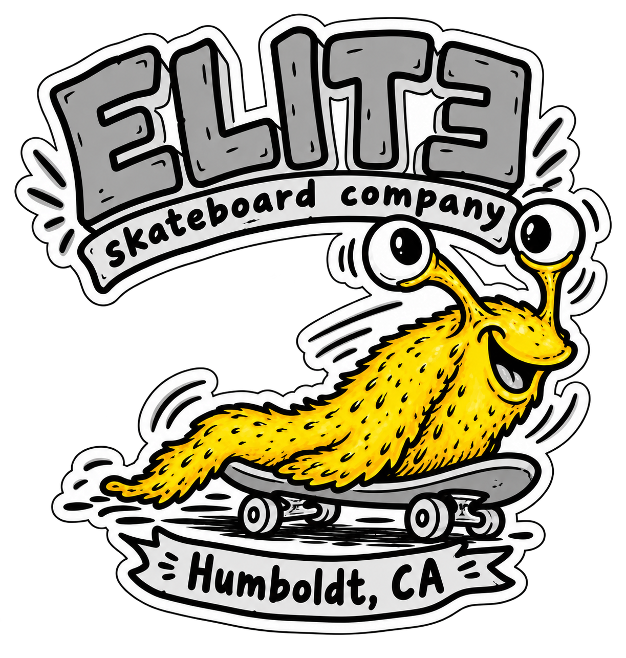 Yellow ELITƎ skateboarding slug sticker